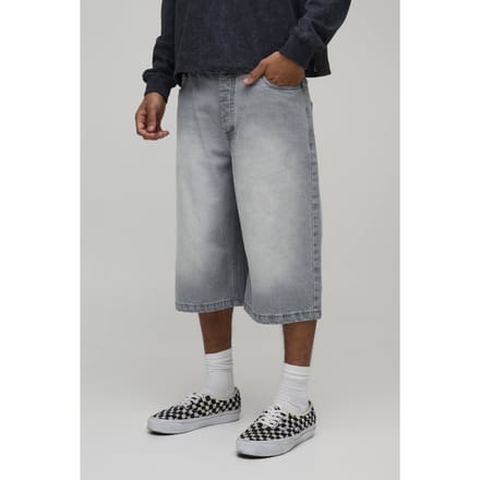 Essential Longline Fit Denim Jorts | Light Grey | Size 48