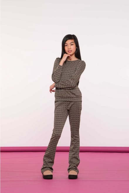 Geisha - Broek jacquard - Black/sand - Maat 152