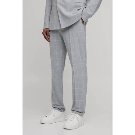 Pantalon Met Ruitjespatroon En Rechte Tailored Pasvorm | Grey | Size 32