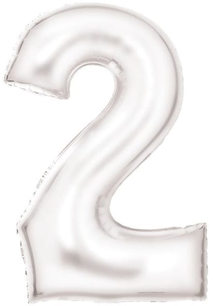 Folieballon 86cm cijfer 2 Silk White