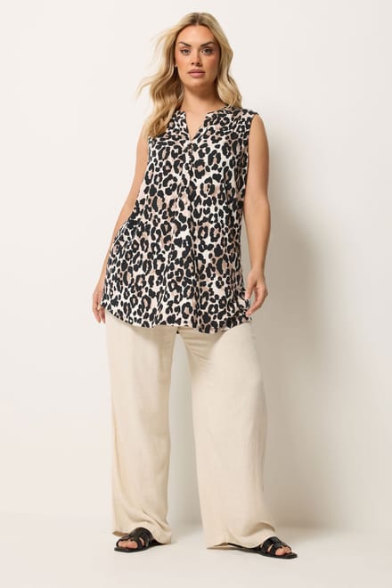 Yours Zwarte Blouse Met Luipaardprint Size 54-56