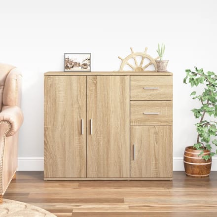 vidaXL - Dressoir - Sonoma - Eiken - 91x29,5x75 - cm - Bewerkt - Hout