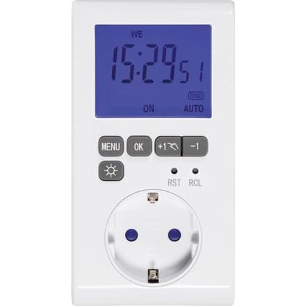 Sygonix SY-3057190 Stopcontact-schakelklok Digitaal Weekprogramma 3680 W IP20 Countdown-functie, Timer-functie