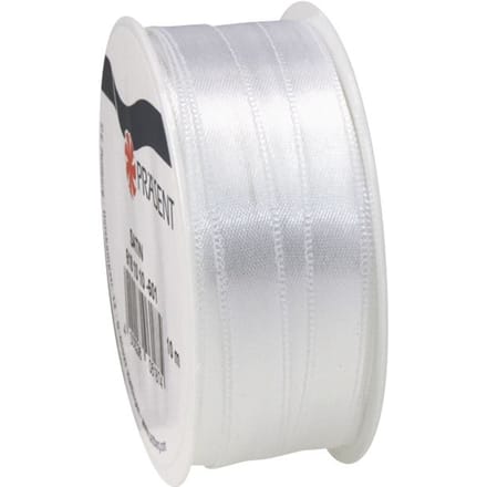 Satijnen lint, 10 mm - Wit