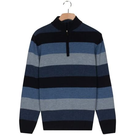 Baileys Trui Lambswool Multistripe Half Zip Navy / male