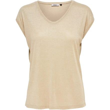 ONLY - ONLSILVERY S/S V NECK LUREX TOP JRS Dames T-shirt