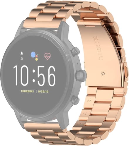 Stalen bandje - RVS - geschikt voor Fossil Gen 5 / 5E / 6 - rosegoud