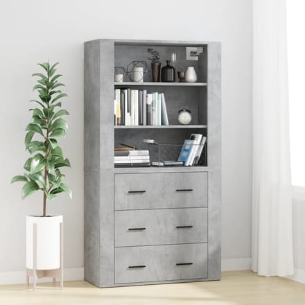 vidaXL - Hoge - kast - bewerkt - hout - betongrijs