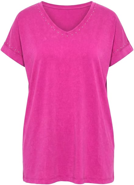 Angel of Style - Dames - T-shirt comfort fit sierstuds - Licht heide - Maat 44