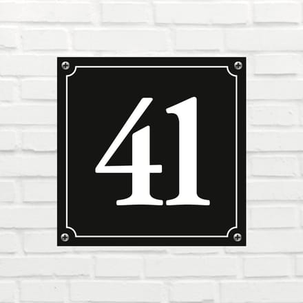 Huisnummerbord Mat zwart Deluxe - Nummer 41 - incl. bevestiging