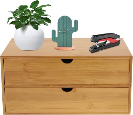 Ladebox Bamboe - Bureau Organizer - Kantoor Thuis - Natuurlijke Bamboe - 33 x 19 x 16 cm - Houtkleur