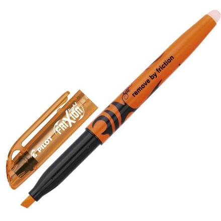PILOT FriXion Light Natural markeerstift, wigvormige punt, lijndikte 3,8 mm, schrijfkleur oranje, uitwisbaar, gerecycled kunststof, 1 stuk
