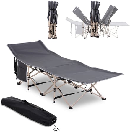 Outsunny-Campingbett-Stahl, Oxfordstoff-190L x 68B x 52H cm-Grau