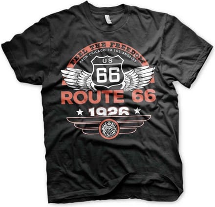 Route 66 Heren Tshirt -M- Feel The Freedom Zwart
