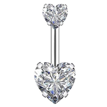 Fako Bijoux® - Navelpiercing - Dubbel Hart - Kristal - Transparant