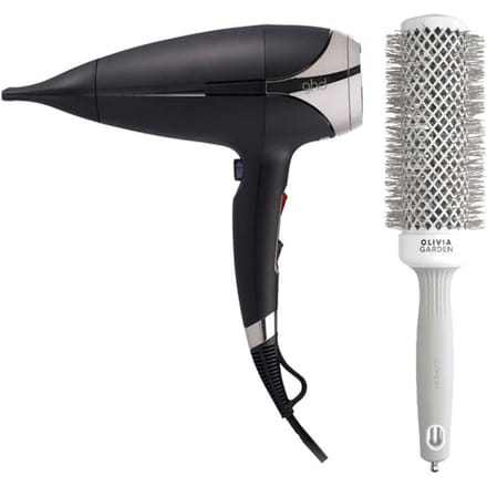 ghd Helios Föhn Black + Olivia Garden Expert Blowout Speed Wavy Wit/Grijs 45mm