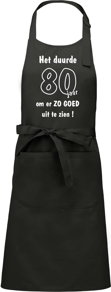 Mijncadeautje - Keukenschort - BBQ schort - Het duurde 80 jaar - chique grijs