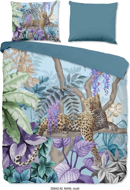 Pure Dekbedovertrek "jungle print met luipard" - Multi - (200x200/220 cm) - Microfiber