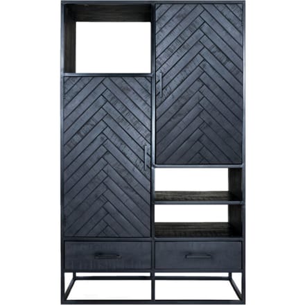 Kast Roan Visgraat - Zwart Mangohout - 180 x 110 cm - Industrieel
