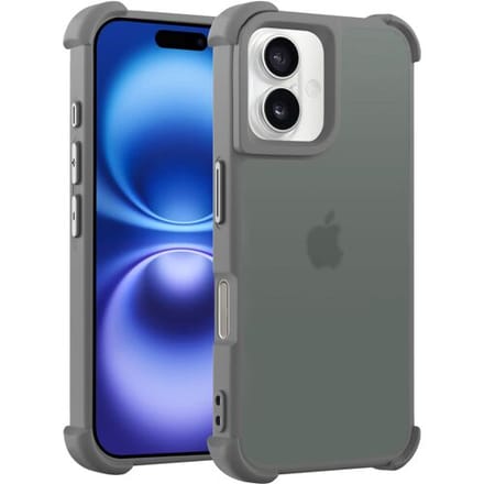 Coverzs matte Shock case geschikt voor iPhone 16 Plus (grijs) - shockbestendig, premium bescherming, duurzaam