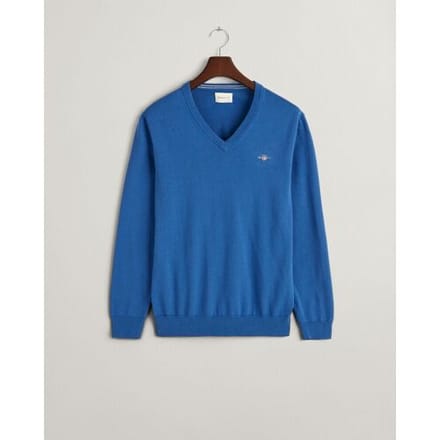 Gant Trui Classic Cotton V-Neck Rich Blue / male