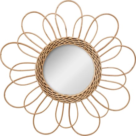 Atmosphera Wandspiegel - bloem - rotan - D38 cm - bohemian/boho spiegel