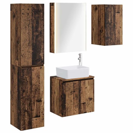 vidaXL - Badkamerkast - set - 5 - st - Oud - hout - Bewerkt - hout