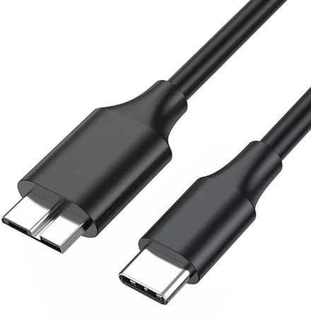 Qost - USB-C naar Micro USB-B kabel - Harde Schijf Kabel - Micro B 3.0/5Gbps - USB HDD kabel - Zwart - 1 Meter