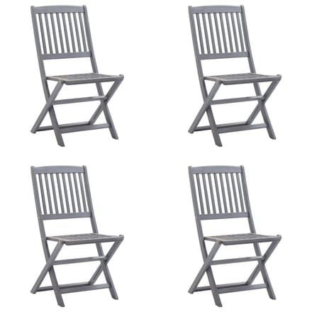 vidaXL - Set - van - 4 - klapstoelen - met - kussens, - gemaakt - van - massief - acaciahout.