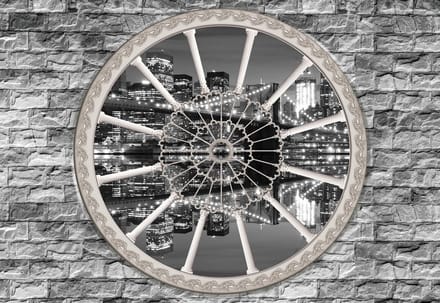 Fotobehang Brick Wall Brooklyn Bridge  | XL - 208cm x 146cm | 130g/m2 Vlies