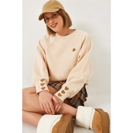 Geborduurd Sweatshirt met Ronde Hals en Lange Mouwen