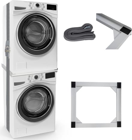 CLP Opbouwmeubel voor wasmachines - Ombouw - Verhoger - Rek - Aansluitframe - wit