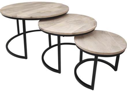Les - Jayden houten bijzettafel set van 3