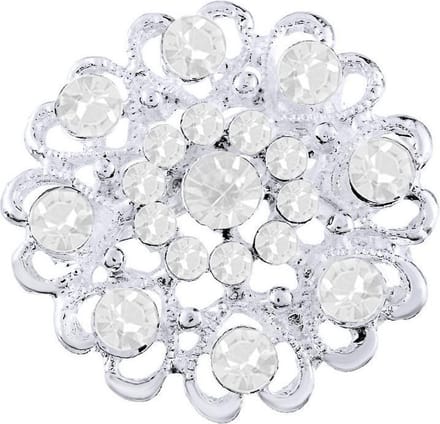 Fako Bijoux® - Broche - Bloem Kristal - 32x32mm - Wit