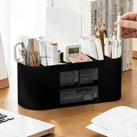 Transparante bureau-organizer met 10 vakken - Dubbele lade voor schrijfwaren