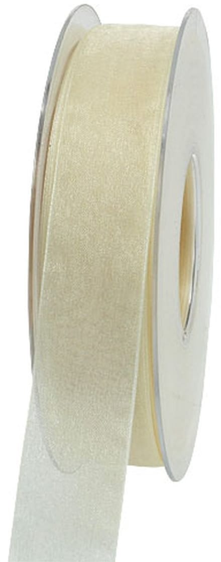 Organza lint met zelfkant 2.5cm 50m creme