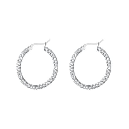 Bijoutheek Oorringen Witte Zirkonias Zilver