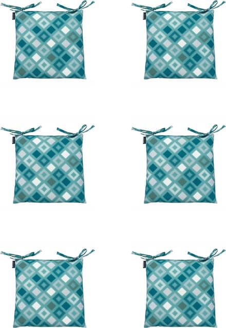 Madison - Zitkussen - Universeel - 6 stuks - 46 x 46 cm - Grids Sea Blue - Tuin