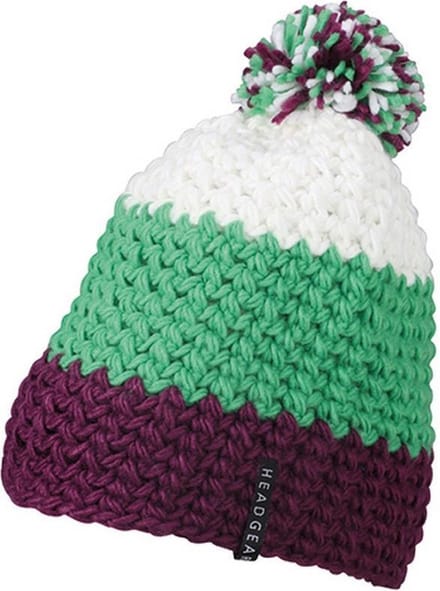 Myrtle Beach - Unisex Gehaakte Muts met Pompom (Paars/Groen)
