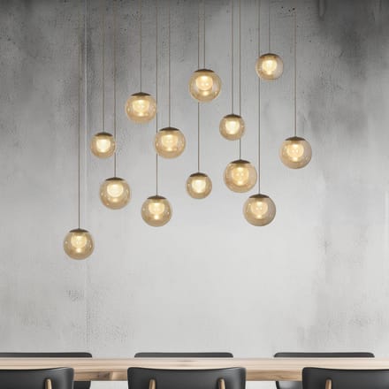 LED hanglamp PURE Popup, brons/amber, lengte 100 cm, 13 lampen