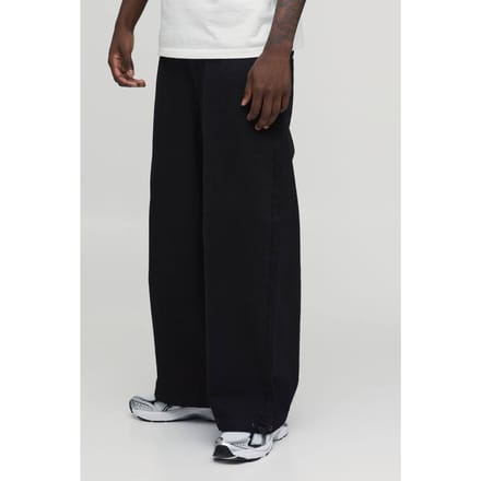 Essential Baggy Parachute Fit Rigid Washed Jeans | True Black | Size 48L