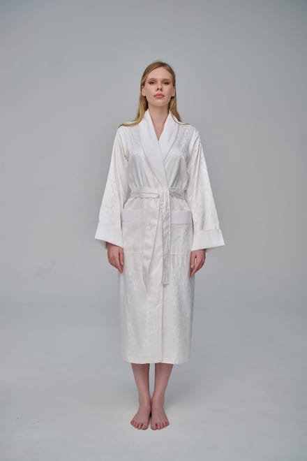 Luxe Dames Silk Badjas Audrey / wit / XXL