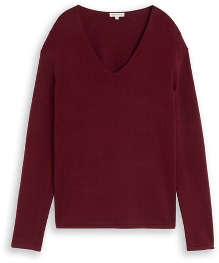 Tom Tailor - Gebreide trui met V-hals - Maat XS - Preppy Plum