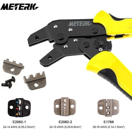 Meterk Professionele draadcrimper Engineering Ratchet Terminal Krimptang 24-14AWG(0.25-2.5mm2) yellow