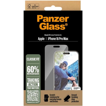 PanzerGlass Screenprotector geschikt voor Apple iPhone 16 Pro Max Glazen | PanzerGlass Classic Fit Screenprotector - Case Friendly