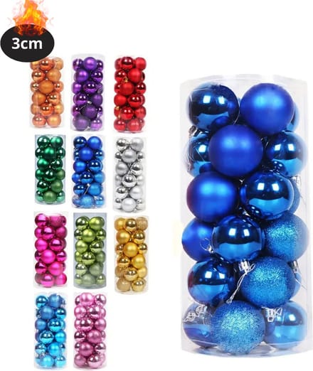 Nivard Kerstballen - Kerstversiering - Plastic - Koningsblauw - 3 cm - 24 stuks