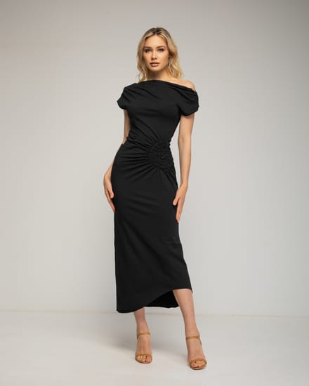 Jurk met asymmetrische kraag