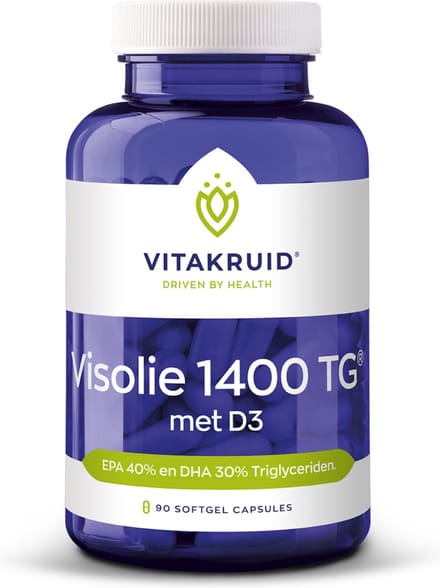 Vitakruid Visolie 1400 TG Triglyceriden met D3 90 Softgels