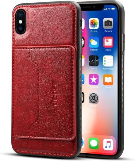 Apple iPhone XS Max TPU Hoesje Bordeaux met Pashouder