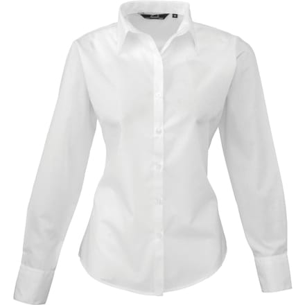 Premier Dames/Dames Popeline Blouse met Lange Mouwen (Wit)